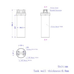 1″ NPT 10″ Long Water Filter Housing Corrosion-resistant Stainless Steel Filter