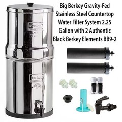Big Berkey Gravity-Fed SS Water Filter System 2.25 Gal w/2 OEM BB9-2 Filters