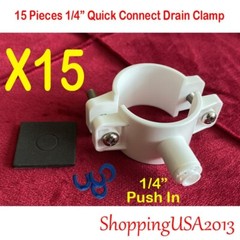 15 Pcs Drain Clamp 1/4″ Quick Connect Water Filter RO Reverse Osmosis System@