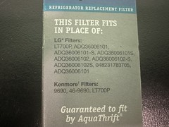 AquaThrift AQT-L3 Refrigerator Replacement Filter Fits LG, Kenmore
