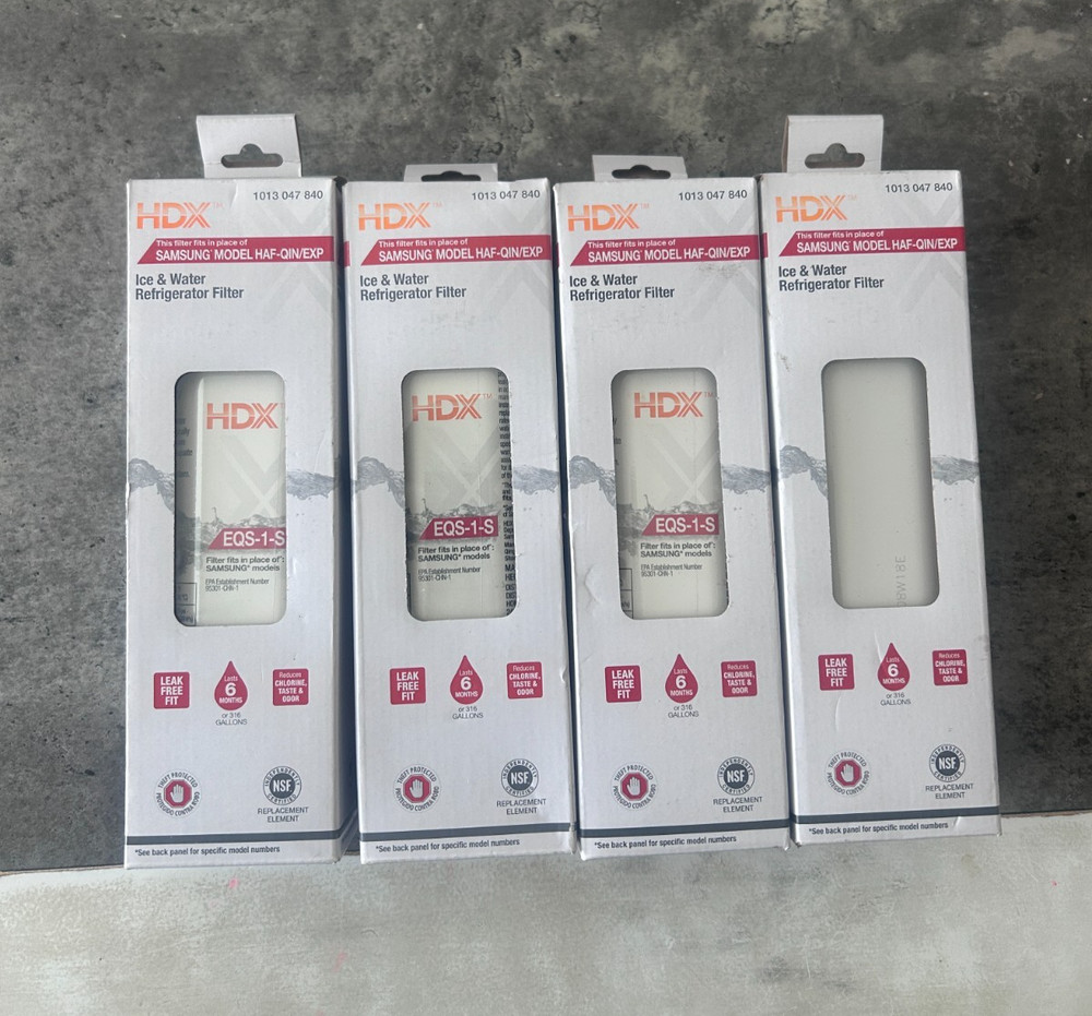 4-Pack HDX EQS-1-S Standard Refrigerator Water Filters For Samsung HAF-QIN – New