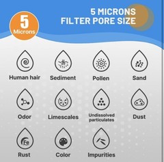 PUREPLUS 5 Micron 10″ x 2.5″ Whole House Sediment Home Water Filter Cartridge