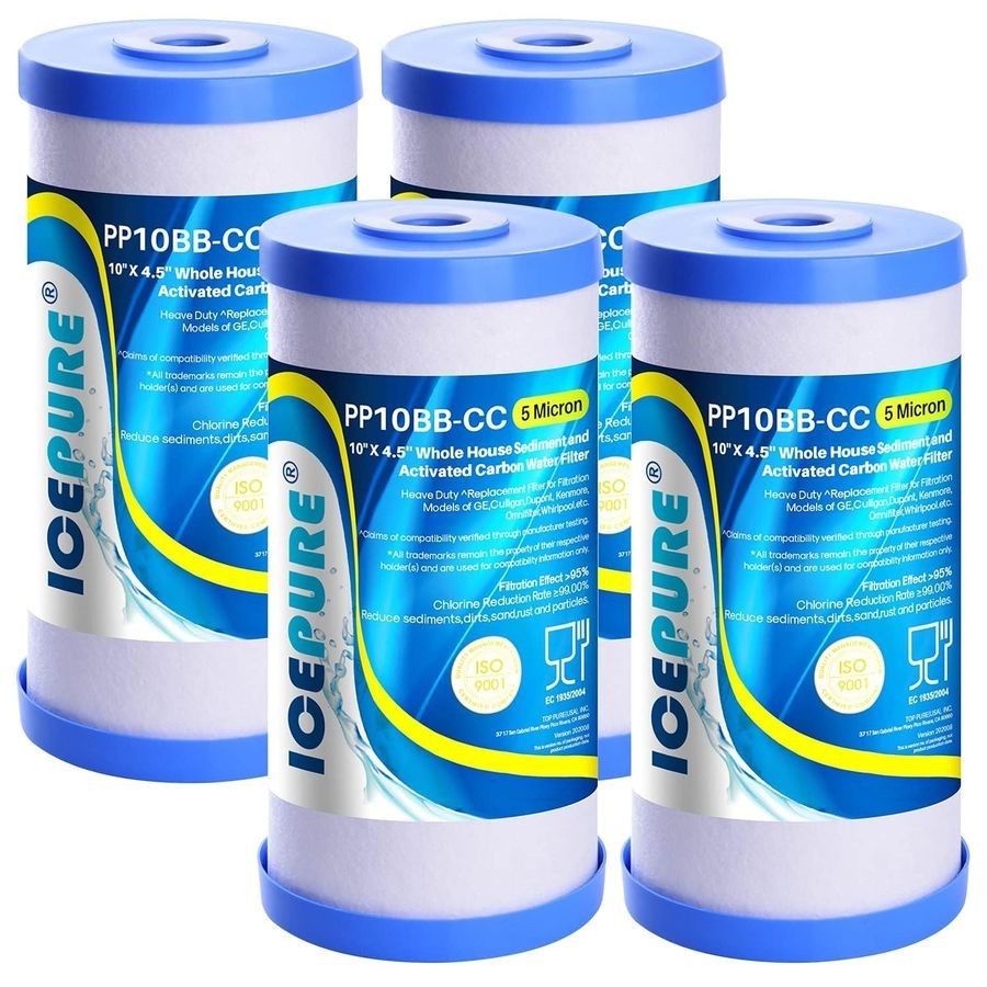 ICEPURE Whole House Water Filter 10×4.5 Carbon Sediment 5 Micron FXHTC 4PACK