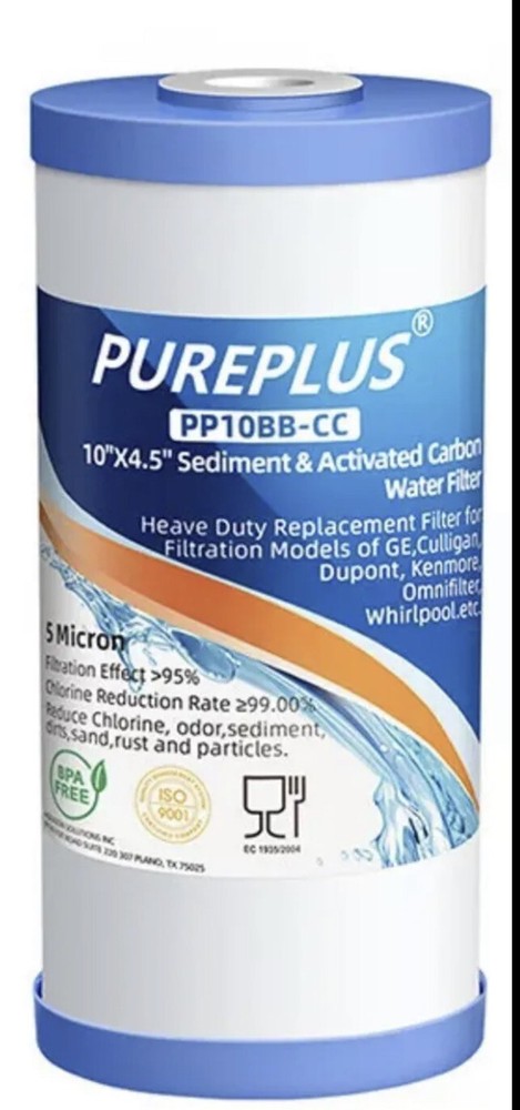 Pureplus PP10BB-CC 5 Micron Sediment & Activated Carbon Filter New Sealed