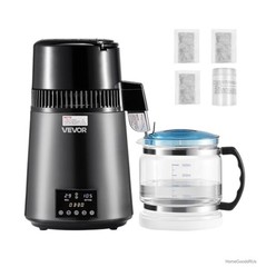 Water Distiller Maker 1750W 0.4Gal Per Hour 4L 304 Stainless Steel Countertop