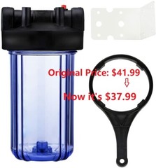 Geekpure 10″ Whole House Water Filter Housing 1″NPT Fit 4.5″ x 10″ Filters Used