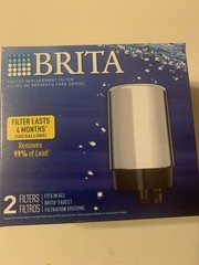 Brita Chrome Tap Water Faucet Replacement Filter 2 Pack Genuine New Open Box