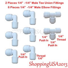 4X T40 Coconut Inline Carbon Filter 10X2″ Omnipure RO +8 Male Elbow Tee Fitting*