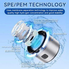 Hydrogen Water Bottle Generator 2 in 1 Ionizer Machine SPE PEM Glass Cup Portabl