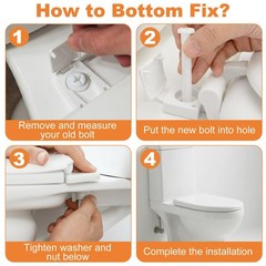 4 Sets Toilet Seat Screws, Including Plastic Bolts, Nuts and Washers, Durable To
