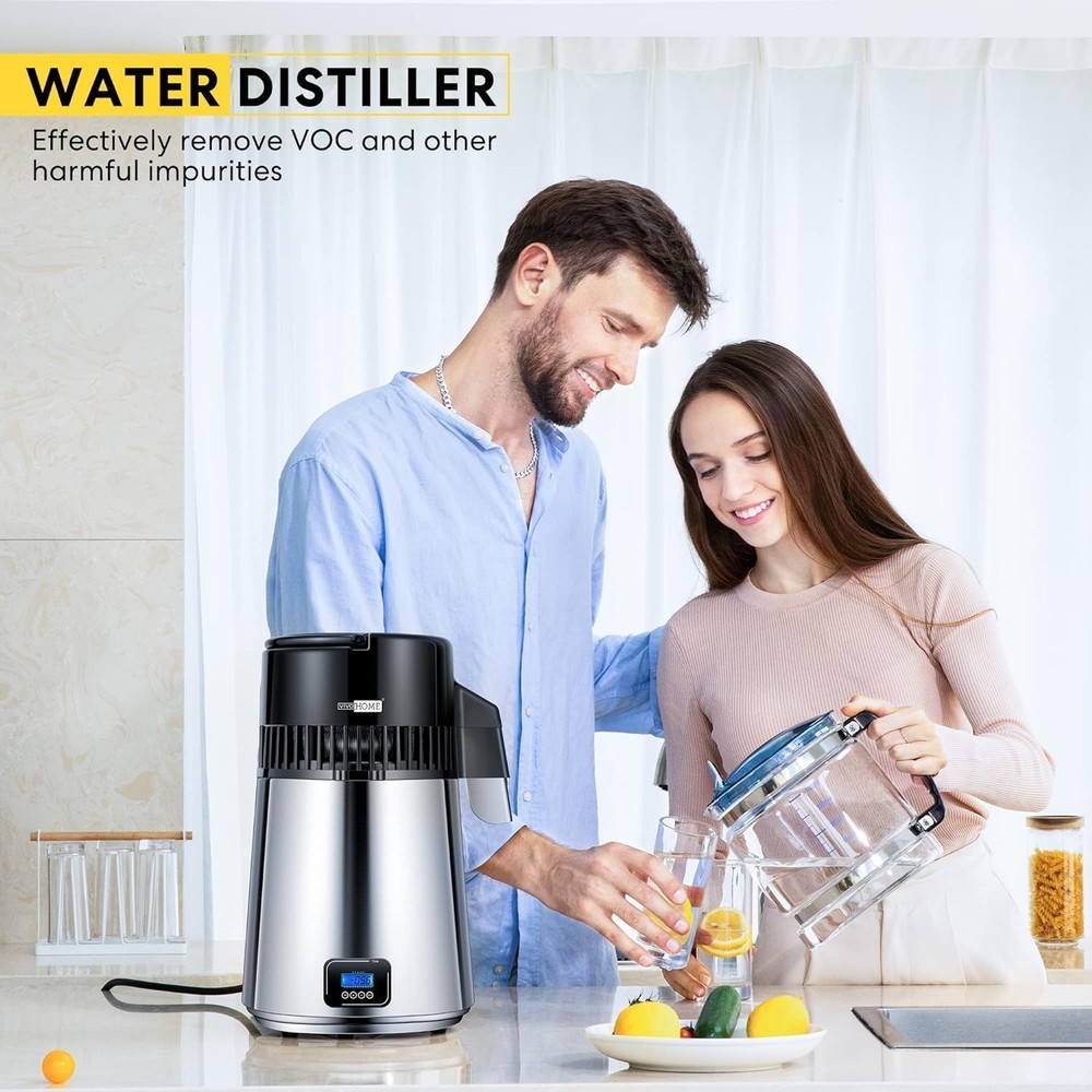 VIVOHOME Water Distiller Countertop 1.1 Gallon/4L 304 Stainless Steel Distilled