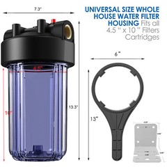 Clear Whole House Water Filter Housing System &2p 10″ x 4.5″ PP Pleated Sediment