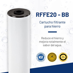Water Filter Whole House Radial Flow Iron Reduction Cartridge 20 X 4.5 In White