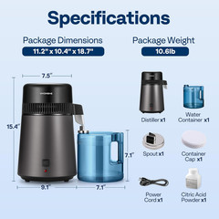 Water Distiller Countertop 1.06 Gallon/4L 750W Distilled Water Machine with Smar