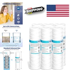10 Micron String Wound Whole House Water Filter Cartridge 10×2.5 Inch 6 Pack