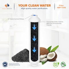 2PK Premium Aquaboon T33Inline Post/Carbon Polishing Water Filter Cartridge QC