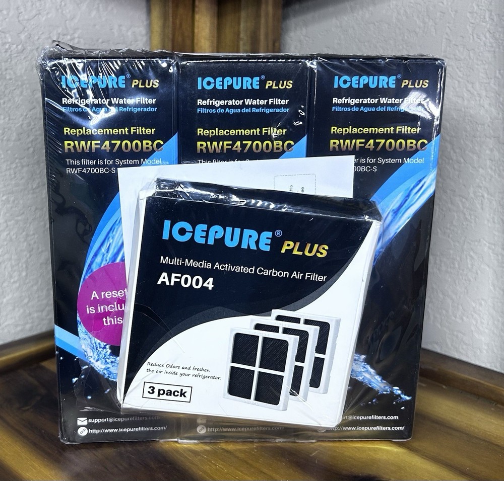 Lot of 3 New IcePure Plus Refrigerator Water Filter RWF4700BC & 3 Carbon Filters