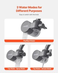 Gray Horizontal Faucet Water Filter – Kitchen Sink Mount Purifier System