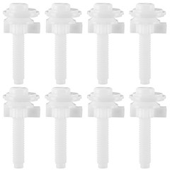8 PCS White Toilet Seat Screws Replacement Kit Plastic Hinge Bolts Nuts Wash