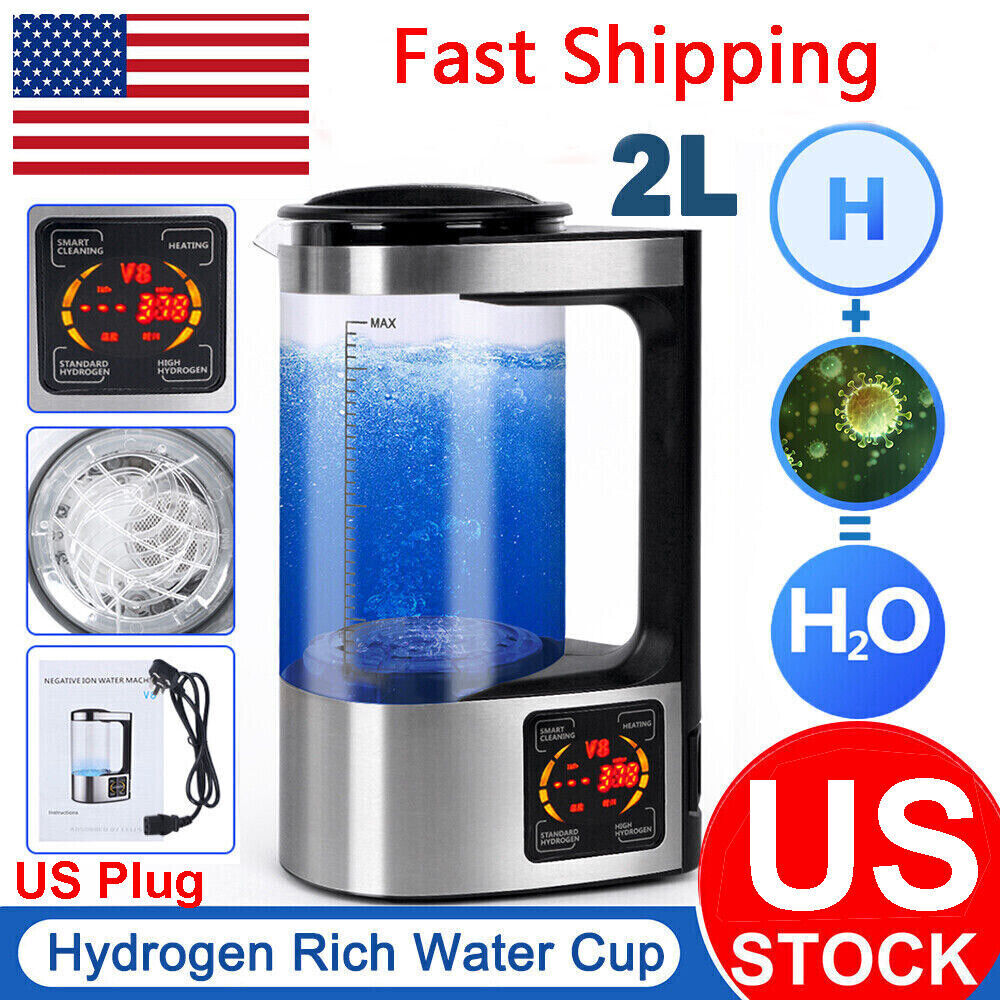2L Electric Hydrogen Water Ionizer Generator Machine Water Generator US Plug