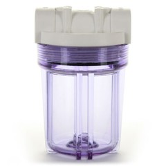 Hydronix 5″ Clear Housing w/ White Rib Cap, RO & Filtration Systems, 1/2″ Ports