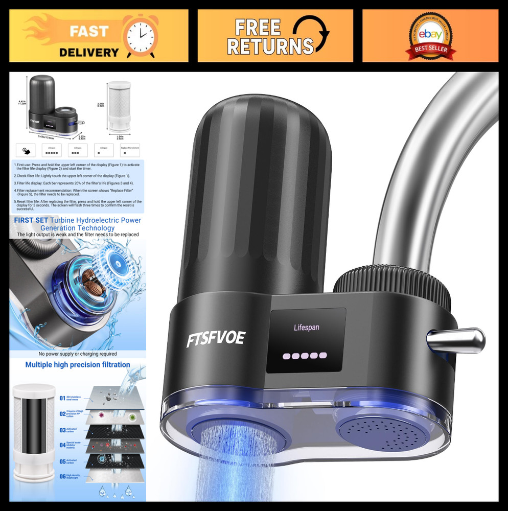 Water Filter Faucet with LED Display, UV Sterilization, Reduces Chlorine & Odors