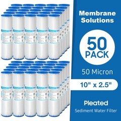 50 Micron 10″x2.5″ Washable Pleated Whole House Sediment Water Filter 1-50 Pack