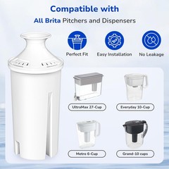 Fil-Fresh 4-Pack NSF Water Filter for Brita® Classic OB03, 35557, Mavea® 107007