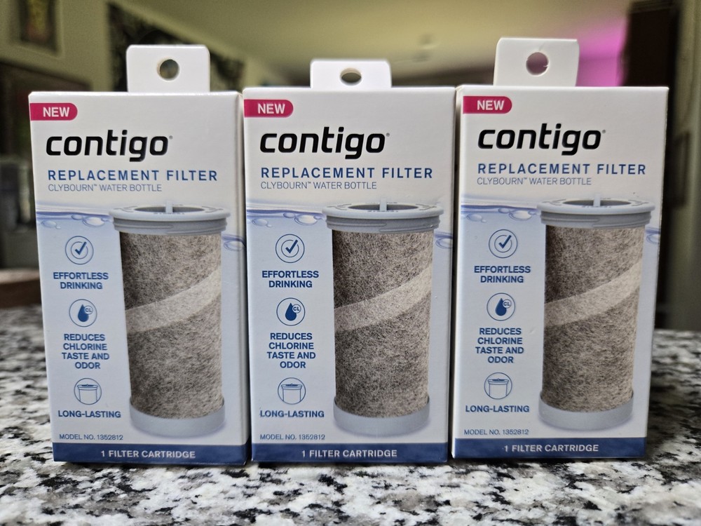 3 Pack Contigo Replacement Water Filter Cartridge 1352812 Clybourn Water Bottles