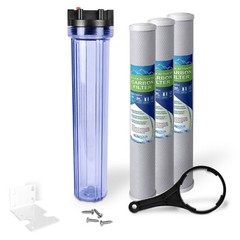 20″ x 2.5″ Clear Standard Whole House Water Filter System & Block Carbon Filter