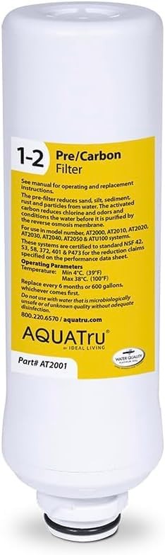 Large, AquaTru Classic, Classic Smart & Undersink Pre/Carbon Filter (Yellow)