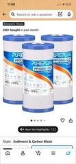 3 Pk PurePlus Heavy Duty Sediment & Activated Carbon Water Filters PP10BB-CC