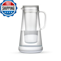 Lifestraw Home Water Filter Pitcher 7-Cup Glass Silicone Base White For