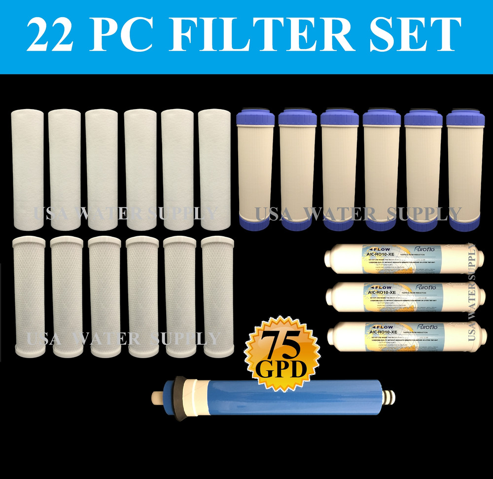 22 PCS-WATER FILTERS SEDIMENT CARBON REVERSE OSMOSIS DRINKING 3 YEAR SUPPLY