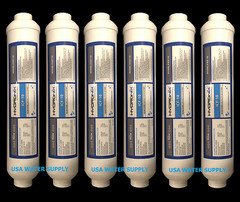 6 Pack of Inline Post/Carbon Polishing Water Filter for RO Standard Size QC