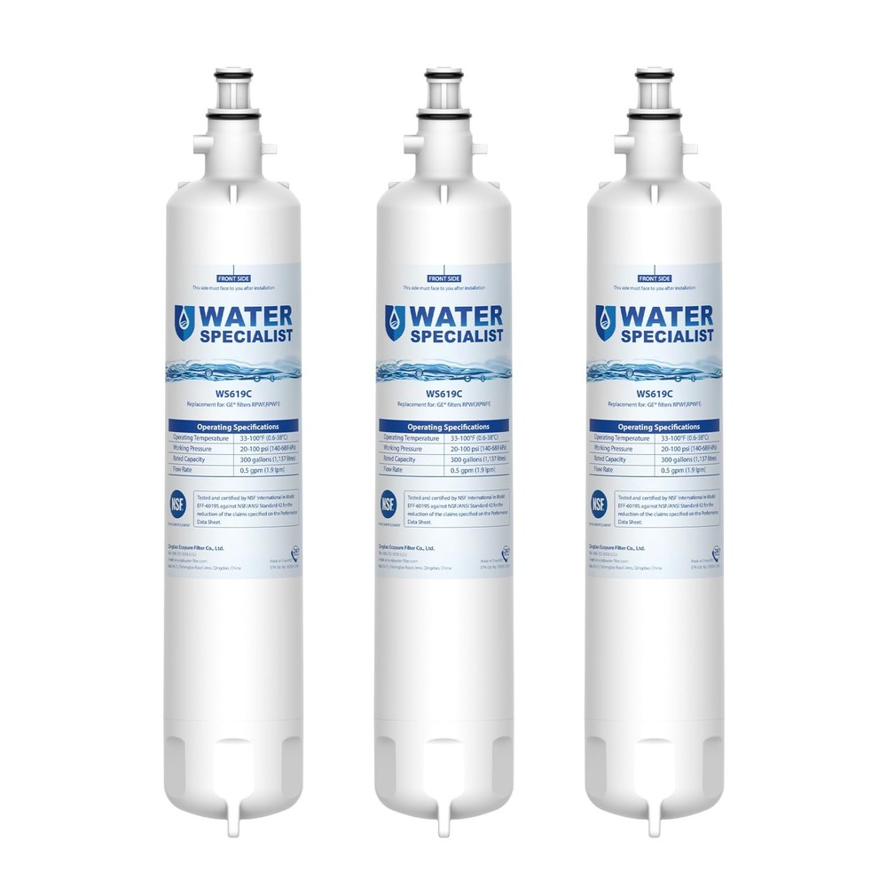 GE RPWFE RPWF Refrigerator Water Filter Replacement, 3-Pack, Compatible Models