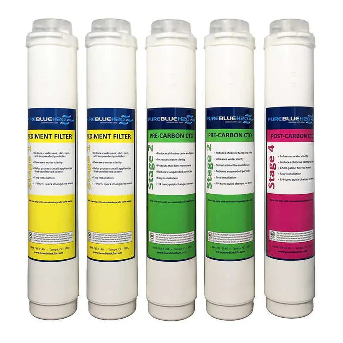 Pure Blue H2O 5PC Reverse Osmosis Filter System Free Ship Replacement Filters…