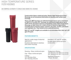 Pentair 150015 High Temperature Filter Housing, 3/4″ NPT 10-Inch, Red