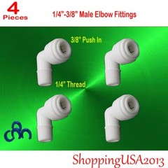 4 Pcs 1/4″-3/8″ Male Elbow Fitting Connector Push In Thread RO Water Filter BSP