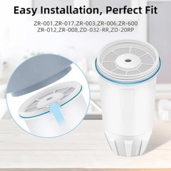 Water Filter Replacement Fit for Zero Pitcher and Dispenser ZR-001 ZR-017 6 Pack