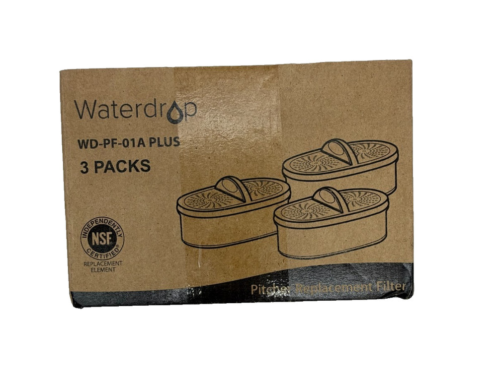 Waterdrop WD-PF-01A Plus 3 Pack Replacement Filters Waterdrop Pitcher System NEW
