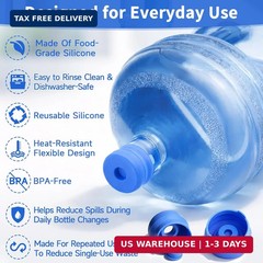5 Gallon Water Jug Cap, 3 Pack Reusable Silicone Caps, Fits Most 2-5 Gallon Wate
