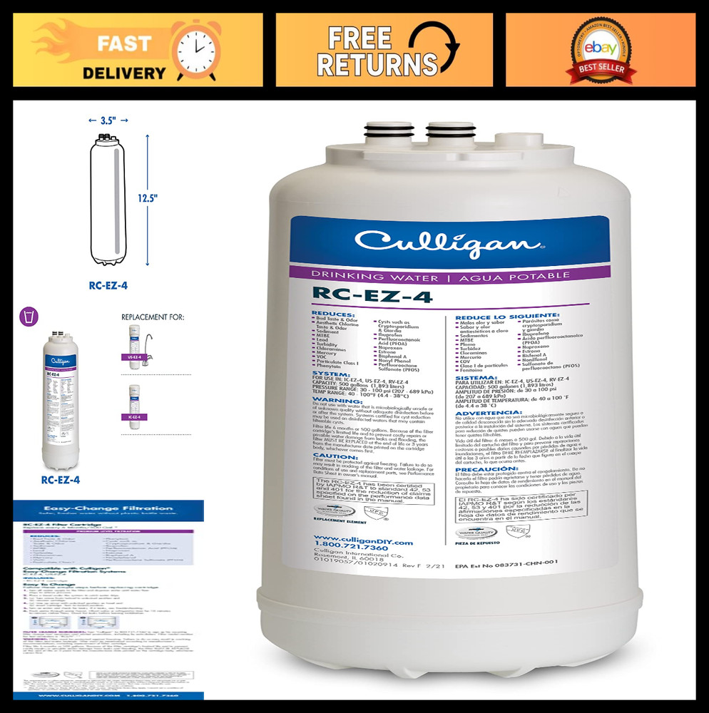 Premium Water Filtration Replacement Cartridge for Under-Sink, Refrigerator & RV