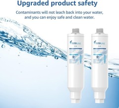 Filterlogic RV Inline Water Filter Reduces Chlorine 2 Pack with 1 Hose Protector