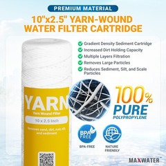 String Wound Sediment Water Filter Cartridge Standard 2.5×10″ 1 Micron 25 Pack