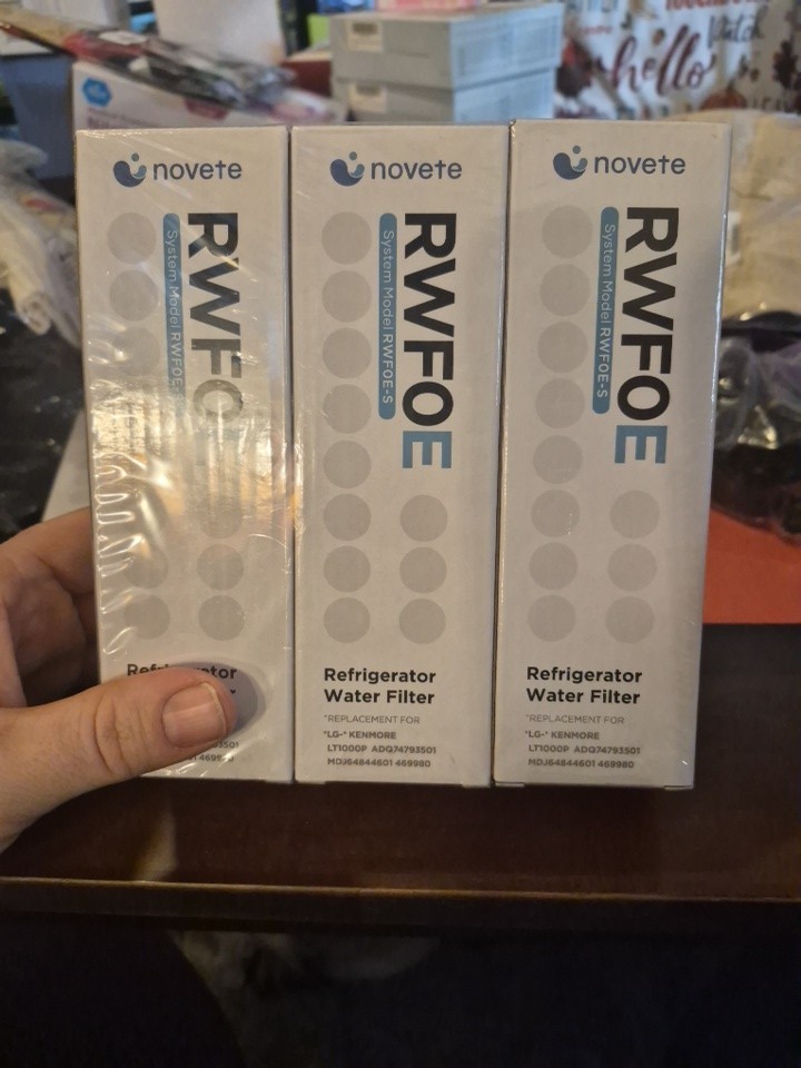 Novete RWFOE Refrigerator Water Filter Replacement 3 Cartridge With Filter