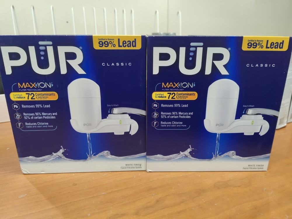 Set Of 2 PUR FM3333B Water Faucet Filtration System- Vertical Mount White New