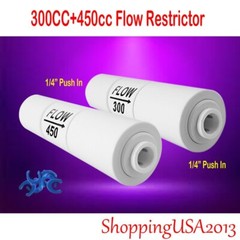 2 Pcs 300+450cc 1/4 Flow Restrictor Push In Quick Connect Under Sink RO