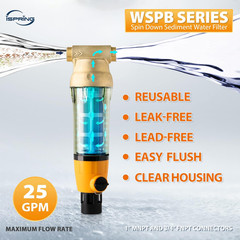 WSP100B Reusable Whole House Spin Down Water Filter with Brass Top, 100 Micron