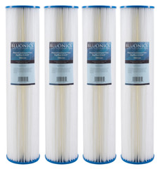 BLUONICS Pleated Sediment Water Filters 4 Washable 4.5 x 20 Cartridges -5 Micron